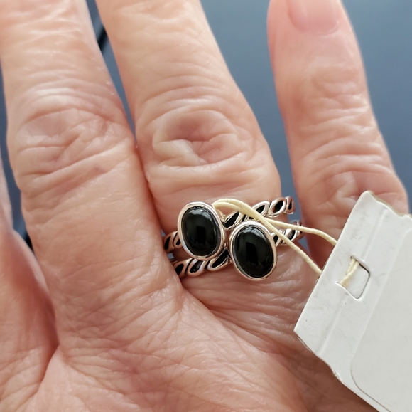 Barse Sterling Set of 3 Onyx & Lapis Stack Rings NWT - Picture 12 of 16